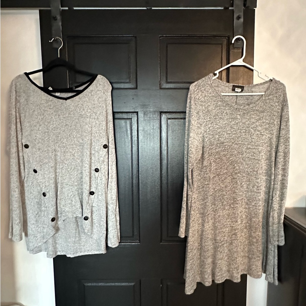 Cream Long Sleeve Crew Neck Dress Casual
